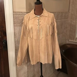 EUC Vintage Women’s Fringed Leather Chamois Fringed Overshirt Sz L